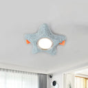 Cartoon Resin Led Starfish Flush Mount Ceiling Light In White/Warm Blue / White