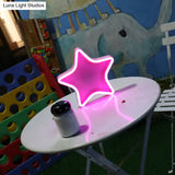 Cartoon Star Led Nightstand Lamp For Girls Room With Plastic Shade