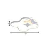Cartoon Style Led Acrylic Clover Flush Ceiling Light With Warm/White - White Finish