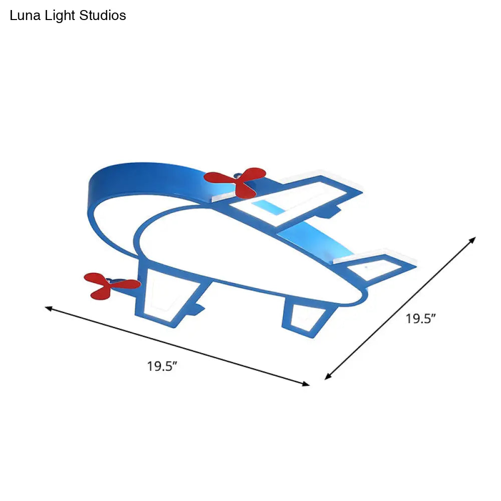 Cartoon Style Led Blue Ceiling Lamp - Acrylic Flush Mount Recessed Lighting White/3 Color Light
