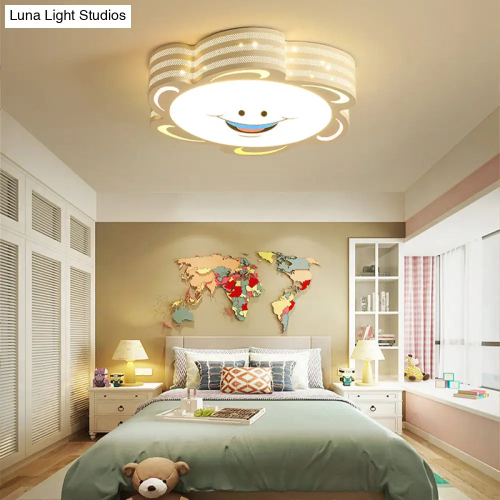 Cartoon Style Led Flushmount Light In Warm/White/3 Colors With Acrylic Finish