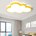 Cartoon Style Led Pendant Light For Bedroom Ceiling - Yellow/White Cloud Shade Acrylic And Metal