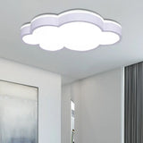 Cartoon Style Led Pendant Light For Bedroom Ceiling - Yellow/White Cloud Shade Acrylic And Metal