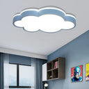 Cartoon Style Led Pendant Light For Bedroom Ceiling - Yellow/White Cloud Shade Acrylic And Metal