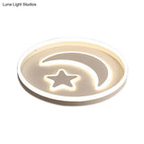 Cartoon Style Round Acrylic Ceiling Mount Led Lamp In Warm/White Light For Bedroom - Black/White