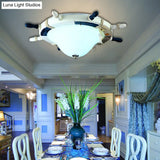 Cartoon Style Rudder Flush Ceiling Light - Led Metal Lamp For Children’s Room White/Blue With