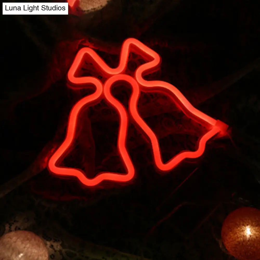 Cartoon Style White Jingle Bell Nightstand Lamp: Mini Led Plastic Wall Lighting