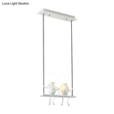 Cartoon Swing Kid Metal Chandelier Lamp - 1/2 Heads Black/White Finish Bedroom Hanging Light Fixture