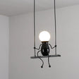Cartoon Swing Kid Metal Chandelier Lamp - 1/2 Heads Black/White Finish Bedroom Hanging Light