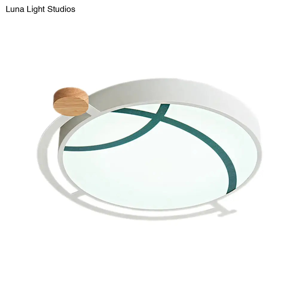 Cartoon Tellurion Flush Mount Led Ceiling Light In Green/Gray - Acrylic Finish For Bedrooms