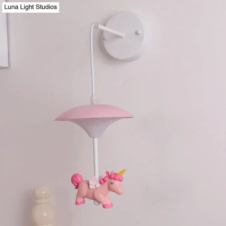 Cartoon-Themed Mushroom Wall Light Fixture With Acrylic Led Wall-Mounted - White Shade For Kids Room