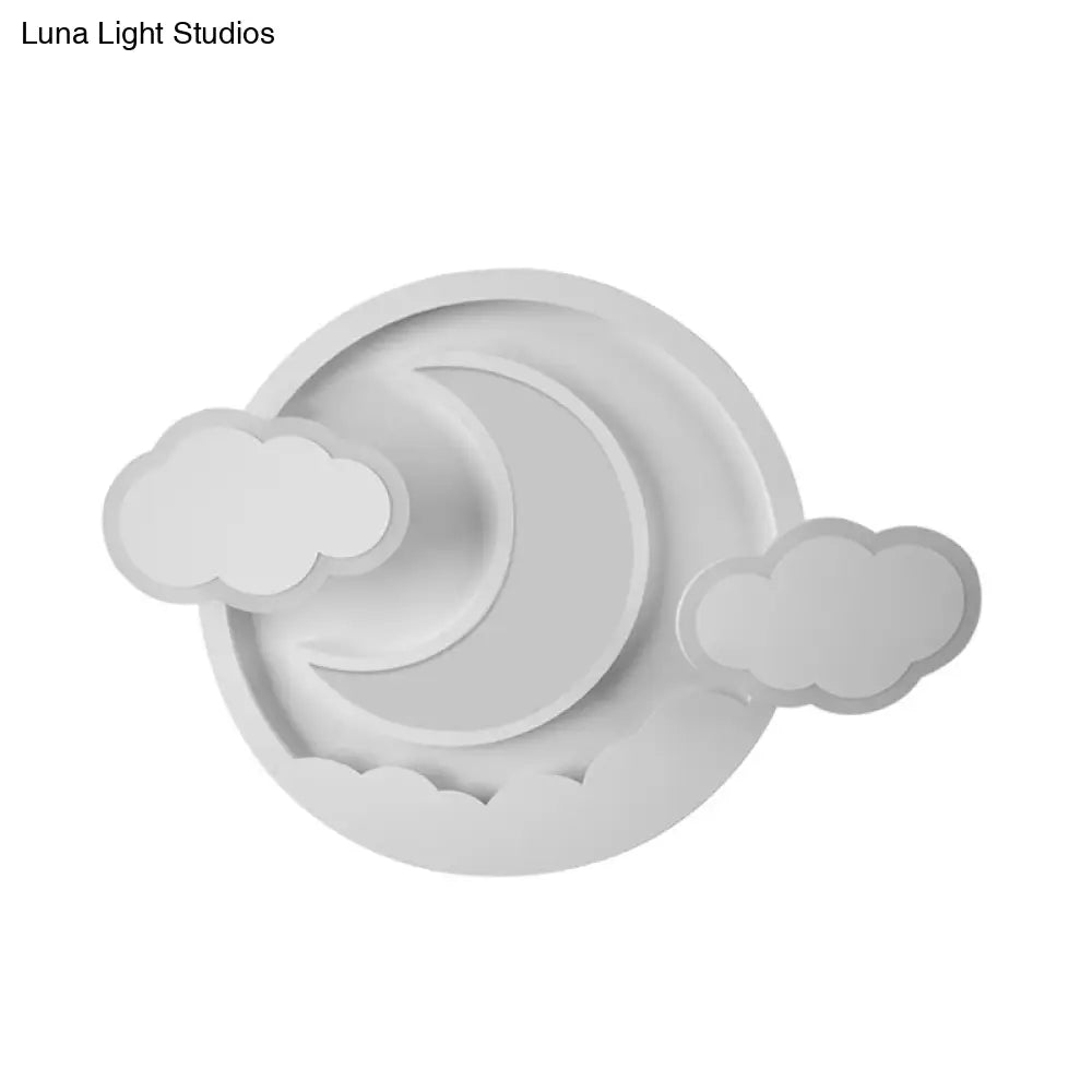 Cartoon White Led Ceiling Mount Light Cloud Deco For Kid’s Bedroom