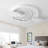 Cartoon White Led Ceiling Mount Light Cloud Deco For Kid’s Bedroom / Moon