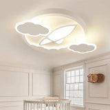 Cartoon White Led Ceiling Mount Light Cloud Deco For Kid’s Bedroom / Warm Rocket
