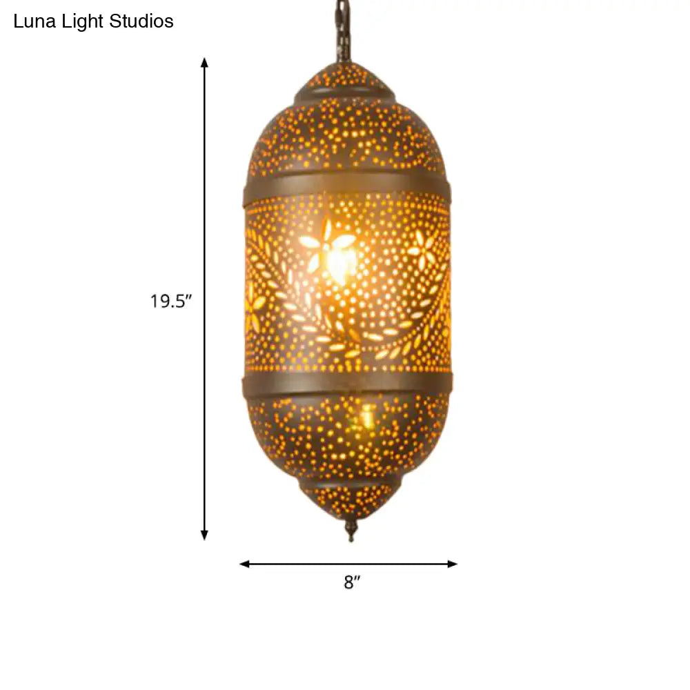 Carved Pendant Lighting: 1 Head Brass 8/11/13 Wide Metal Hanging Light Fixture