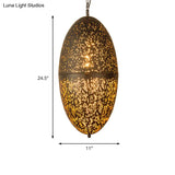 Carved Pendant Lighting: 1 Head Brass 8/11/13 Wide Metal Hanging Light Fixture