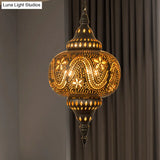Carved Pendant Lighting: 1 Head Brass 8/11/13 Wide Metal Hanging Light Fixture