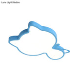 Cat Kindergarten Led Flush Mount Ceiling Light In Pink/Blue - Acrylic Kids Style Lighting Fixture