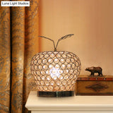 Caterina - Modern Crystal Apple Night Stand Lamp Creative 1-Light Hotel Table Lighting In Silver