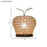 Caterina - Modern Crystal Apple Night Stand Lamp Creative 1-Light Hotel Table Lighting In Silver
