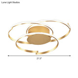 Ceiling Mounted Modern Acrylic Gold 18’/21.5’ Led Flush Light With 3 Rings - Warm/White