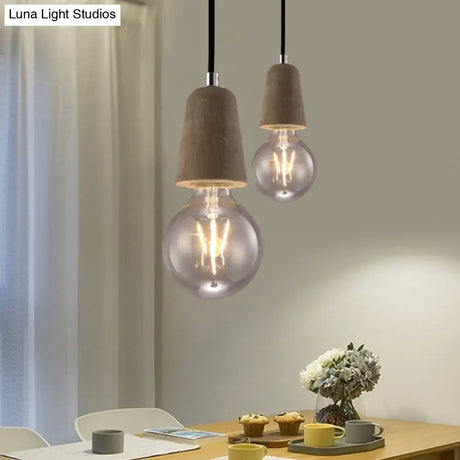 Cement Pendant Lamp - Open Bulb Minimalist Style 1-Light Ideal For Cafes And Restaurants