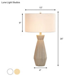Ceramic Countryside Vase Table Light With Single Bulb And White/Beige Round Shade