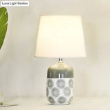 Ceramic Tapered Table Lamp - Minimalist Design In White/Pink Finish With Fabric Shade Ideal Night
