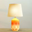 Ceramic Tapered Table Lamp - Minimalist Design In White/Pink Finish With Fabric Shade Ideal Night