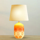 Ceramic Tapered Table Lamp - Minimalist Design In White/Pink Finish With Fabric Shade Ideal Night