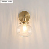 Champagne/Clear Prismatic Glass Single Sconce Gold Wall Light - Minimalist Globe Design