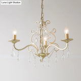 Champagne Crystal Hanging Light: Traditional Restaurant Chandelier With Swirl Element - 3/6 Bulbs