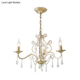 Champagne Crystal Hanging Light: Traditional Restaurant Chandelier With Swirl Element - 3/6 Bulbs