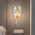 Champagne Hexagon-Crystal Wall Sconce With 3 Tapered Bulbs - Contemporary Flush Mount Light