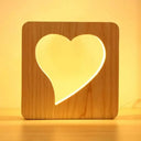 Charming Beige Dorm Bedroom Desk Lamp With Heart Wood Embellishment