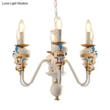 Charming White Cartoon Man Metal Chandelier - Ideal For Dining Room & Hanging Lights