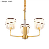 Chic 3-Head Brass Chandelier With Crystal Shade - Modern Hanging Light Kit