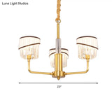 Chic 3-Head Brass Chandelier With Crystal Shade - Modern Hanging Light Kit