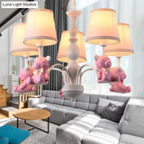 Chic Bear Hanging Ceiling Lamp - Metal And Resin Chandelier For Living Room