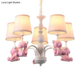Chic Bear Hanging Ceiling Lamp - Metal And Resin Chandelier For Living Room