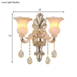 Chic Flower Shade Crystal Champagne Wall Light - Classic 1/2-Head Mounted Fixture