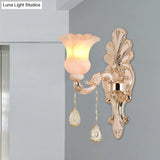 Chic Flower Shade Crystal Champagne Wall Light - Classic 1/2-Head Mounted Fixture