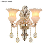 Chic Flower Shade Crystal Champagne Wall Light - Classic 1/2-Head Mounted Fixture