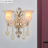 Chic Flower Shade Crystal Champagne Wall Light - Classic 1/2-Head Mounted Fixture