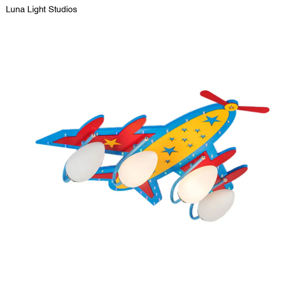 Chic Modern Flush Mount Ceiling Light Fixture With 3 Multi-Color Metal Bulbs For Kindergarten
