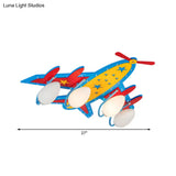 Chic Modern Flush Mount Ceiling Light Fixture With 3 Multi-Color Metal Bulbs For Kindergarten