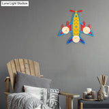 Chic Modern Flush Mount Ceiling Light Fixture With 3 Multi-Color Metal Bulbs For Kindergarten