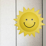 Child Bedroom Cartoon Led Wall Lamp: Yellow Sun Shape Plastic Sconce Lighting
