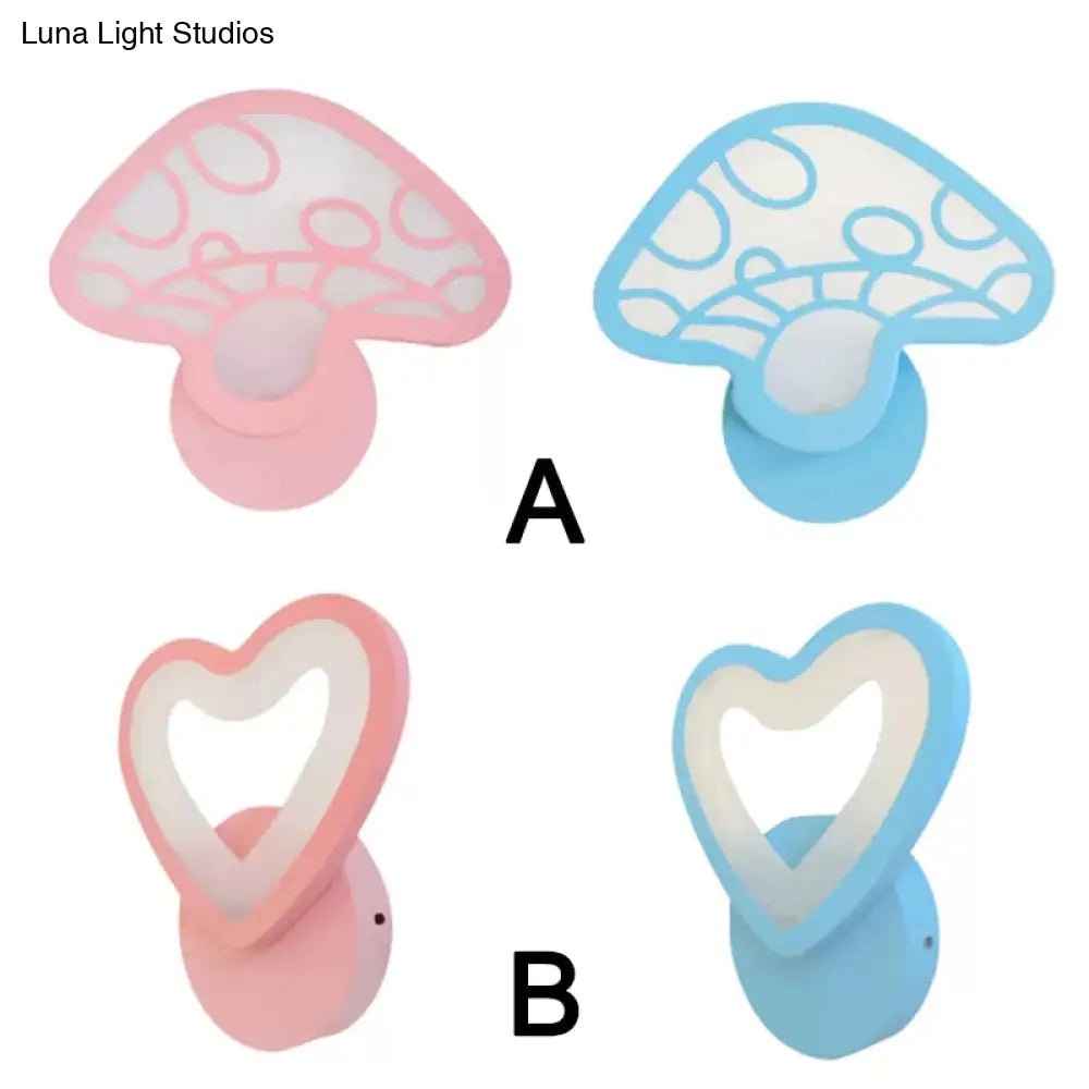 Child Bedroom Led Wall Sconce: Lovely Pattern Acrylic Undertint Light