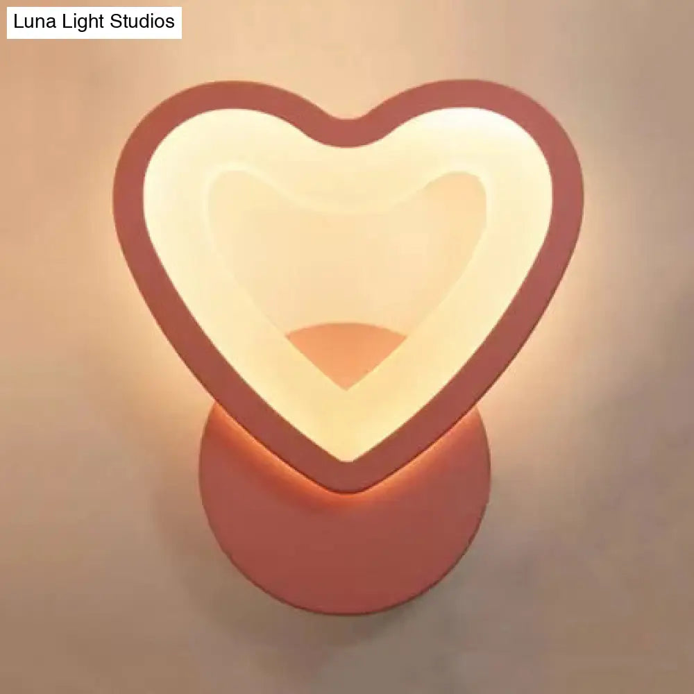 Child Bedroom Led Wall Sconce: Lovely Pattern Acrylic Undertint Light